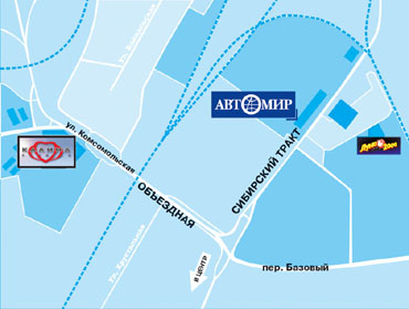 Схема местоположения автосалона Автомир-Екатеринбург