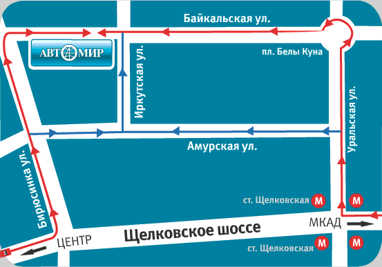 Схема проезда к Автомиру на Иркутской