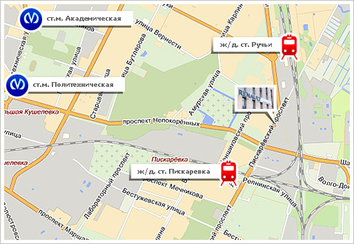 Схема проезда к Петрвоскому автоцентру на Пискаревском пр.