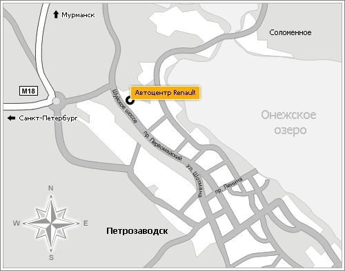 Схема расположения АвтоТехЦентра СТК Петрозаводск