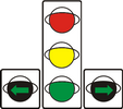 Светофор с двумя дополнительными секциями и стрелками